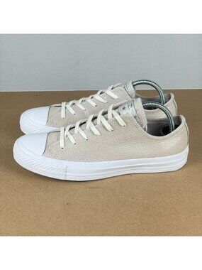 Converse Chuck Taylor All Star Leather Metallic Sneakers Womens 7 Beige Gold